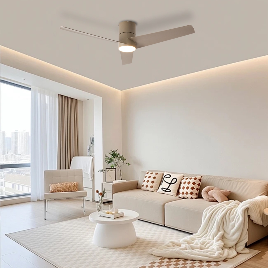 ZEVENTI - Ventilateur de plafond LED BARROSA LED/18W/230V 3000/4000/6000K Wi-Fi Tuya beige + télécommande