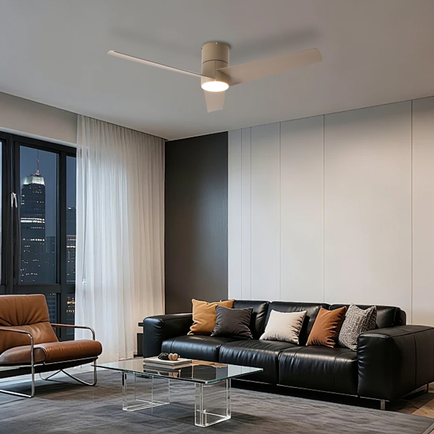 ZEVENTI - Ventilateur de plafond LED BARROSA LED/18W/230V 3000/4000/6000K Wi-Fi Tuya beige + télécommande