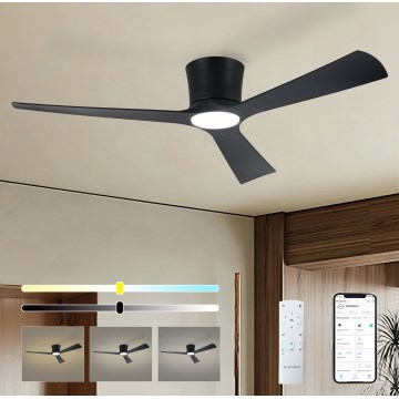ZEVENTI - Ventilateur de plafond LED dimmable AUREX LED/24W/230V 3000/4000/6000K Wi-Fi Tuya noir + télécommande