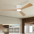 ZEVENTI - Ventilateur de plafond LED dimmable AUREX LED/24W/230V 3000/4000/6000K Wi‑Fi Tuya blanc/chêne + télécommande