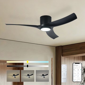 ZEVENTI - Ventilateur de plafond LED dimmable ORBITO LED/24W/230V 3000/4000/6000K Wi-Fi Tuya noir + télécommande