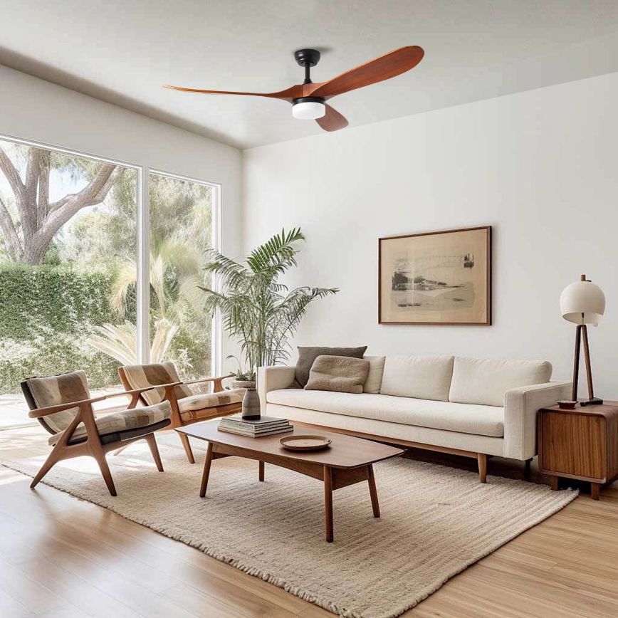 ZEVENTI - Ventilateur de plafond LED GINOSA LED/18W/230V 3000/4000/6000K Wi-Fi Tuya noir/chêne + télécommande