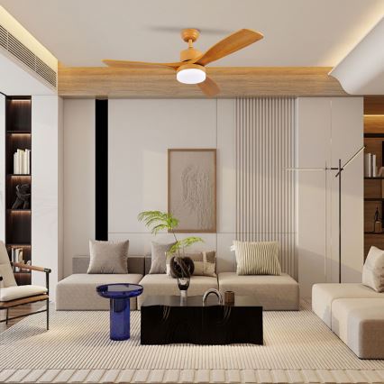 ZEVENTI - Ventilateur de plafond LED MARE LED/24W/230V 3000/4000/6000K Wi-Fi Tuya chêne + télécommande