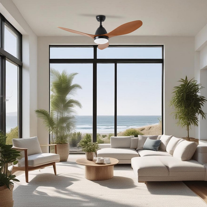 ZEVENTI - Ventilateur de plafond MURO LED/18W/230V 3000/4000/6000K Wi-Fi Tuya noir + télécommande