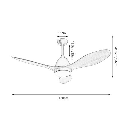 ZEVENTI - Ventilateur de plafond MURO LED/18W/230V 3000/4000/6000K Wi-Fi Tuya noir + télécommande