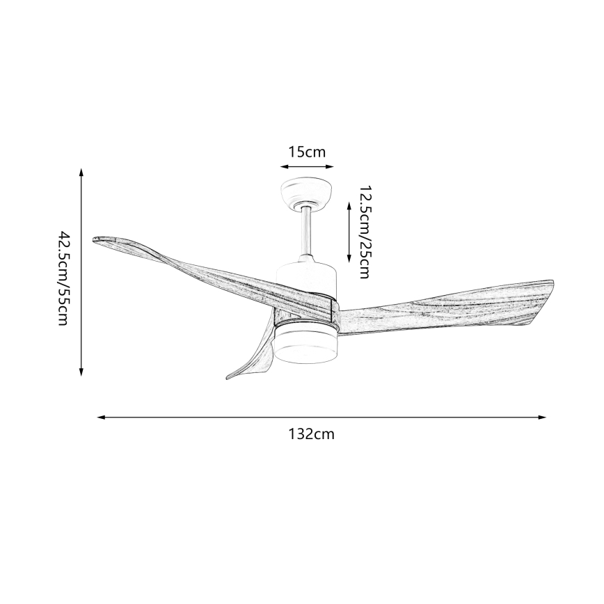 ZEVENTI - Ventilateur de plafond LED NATURITO LED/18W/230V 3000/4000/6000K Wi-Fi Tuya blanc/chêne + télécommande