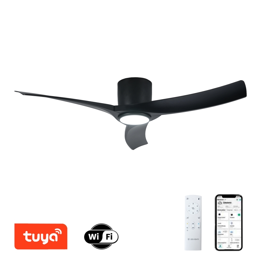 ZEVENTI - Ventilateur de plafond LED dimmable ORBITO LED/24W/230V 3000/4000/6000K Wi-Fi Tuya noir + télécommande