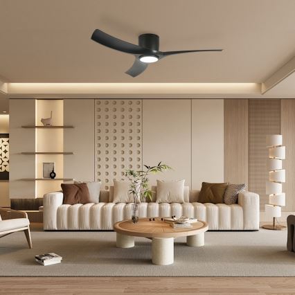 ZEVENTI - Ventilateur de plafond LED dimmable ORBITO LED/24W/230V 3000/4000/6000K Wi-Fi Tuya noir + télécommande