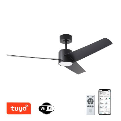 ZEVENTI - Ventilateur de plafond LED ORVIETO 18 W 230 V 3000/4000/6000 K Wi-Fi Tuya noir avec télécommande