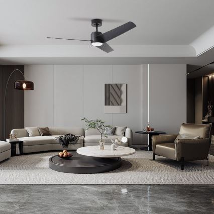 ZEVENTI - Ventilateur de plafond LED ORVIETO 18 W 230 V 3000/4000/6000 K Wi-Fi Tuya noir avec télécommande