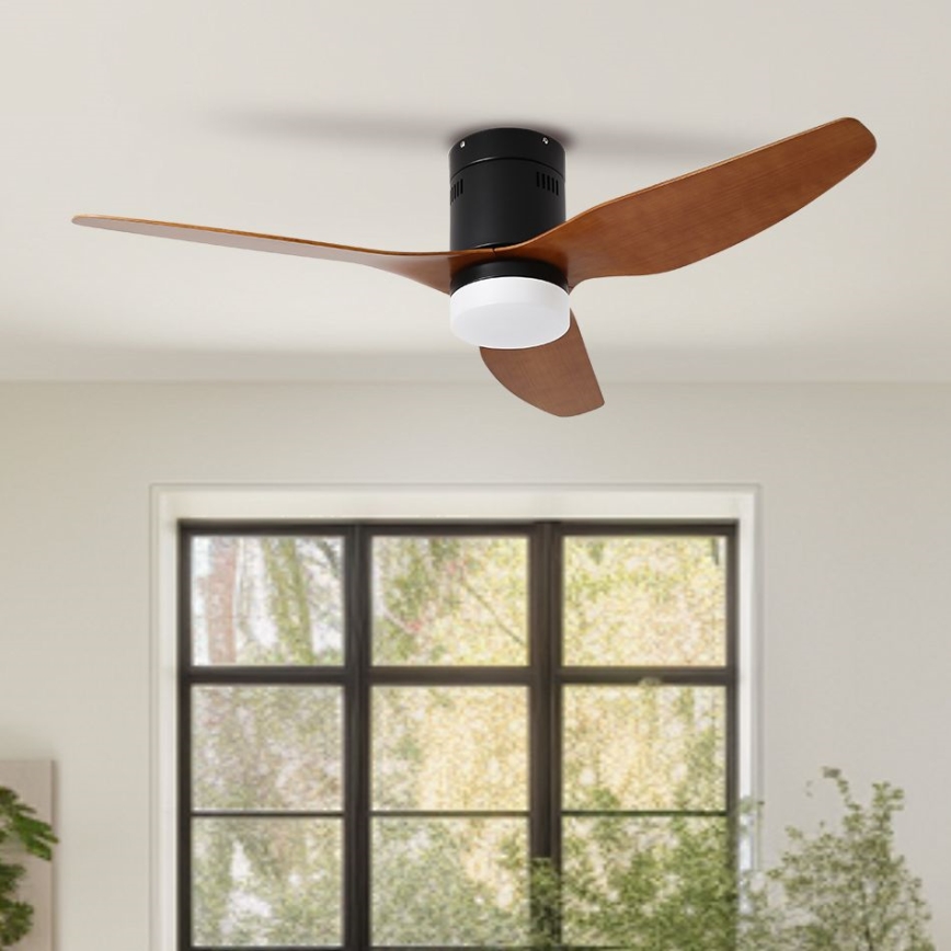 ZEVENTI - ventilateur de plafond LED PADUA LED/18W/230V 3000/4000/6000K Wi-Fi Tuya noir/marron + télécommande