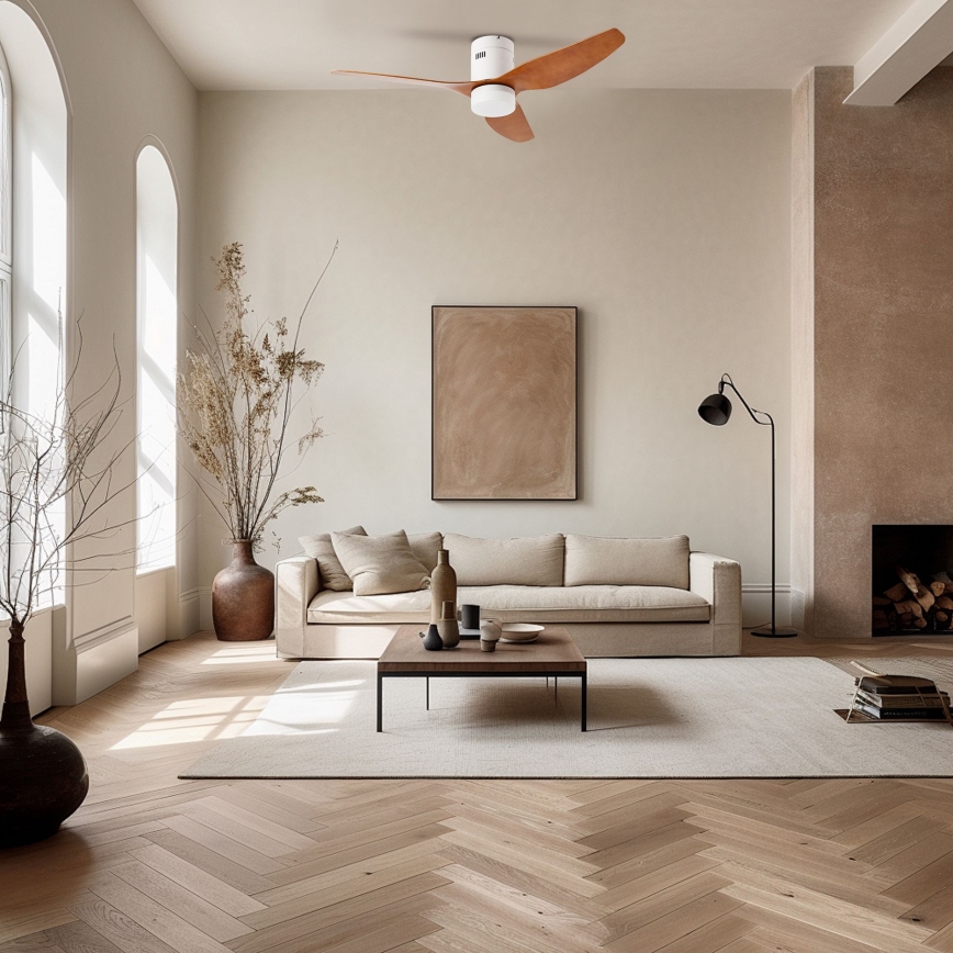 ZEVENTI - ventilateur de plafond LED PADUA LED/18 W/230 V 3000/4000/6000 K Wi-Fi Tuya blanc/marron + télécommande