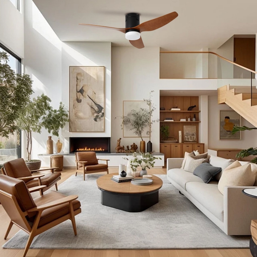 ZEVENTI - ventilateur de plafond LED PADUA LED/18W/230V 3000/4000/6000K Wi-Fi Tuya noir/marron + télécommande