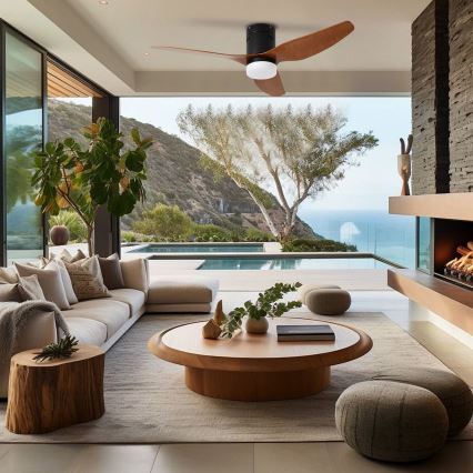 ZEVENTI - ventilateur de plafond LED PADUA LED/18W/230V 3000/4000/6000K Wi-Fi Tuya noir/marron + télécommande