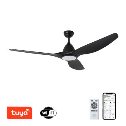 ZEVENTI - Ventilateur de plafond URBINO à LED 20W/230V 3000/4000/6000K Wi-Fi Tuya noir + télécommande