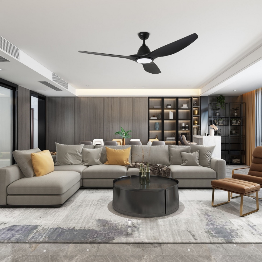 ZEVENTI - Ventilateur de plafond URBINO à LED 20W/230V 3000/4000/6000K Wi-Fi Tuya noir + télécommande