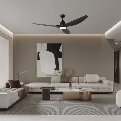 ZEVENTI - Ventilateur de plafond URBINO à LED 20W/230V 3000/4000/6000K Wi-Fi Tuya noir + télécommande