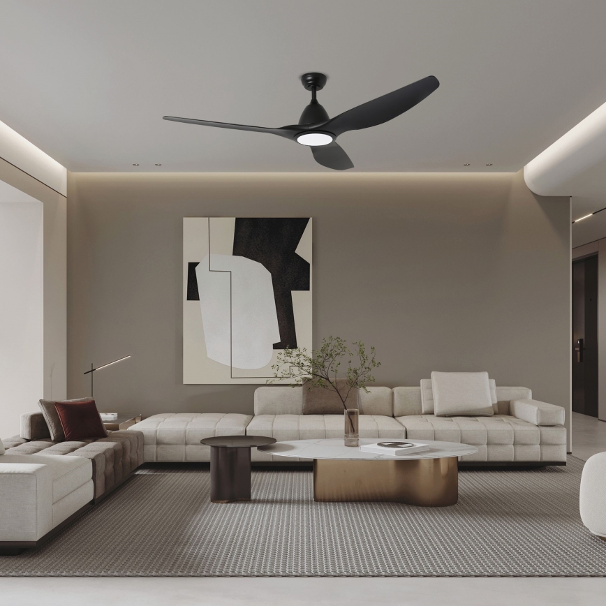 ZEVENTI - Ventilateur de plafond URBINO à LED 20W/230V 3000/4000/6000K Wi-Fi Tuya noir + télécommande