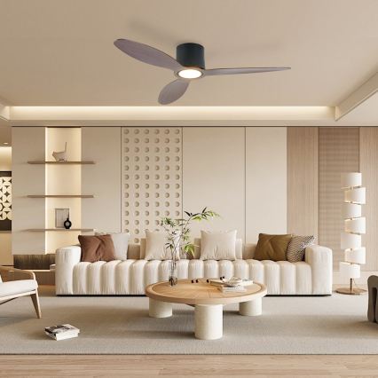 ZEVENTI - Ventilateur de plafond LED dimmable VENTORA LED/24W/230V 3000/4000/6000K Wi-Fi Tuya noir/noyer + télécommande