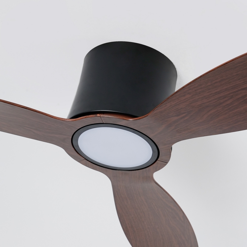 ZEVENTI - Ventilateur de plafond LED dimmable VENTORA LED/24W/230V 3000/4000/6000K Wi-Fi Tuya noir/noyer + télécommande
