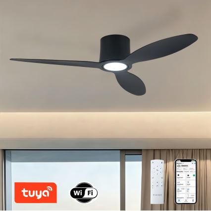 ZEVENTI - ventilateur de plafond LED dimmable VENTORA LED/24W/230V 3000/4000/6000K Wi-Fi Tuya noir + télécommande