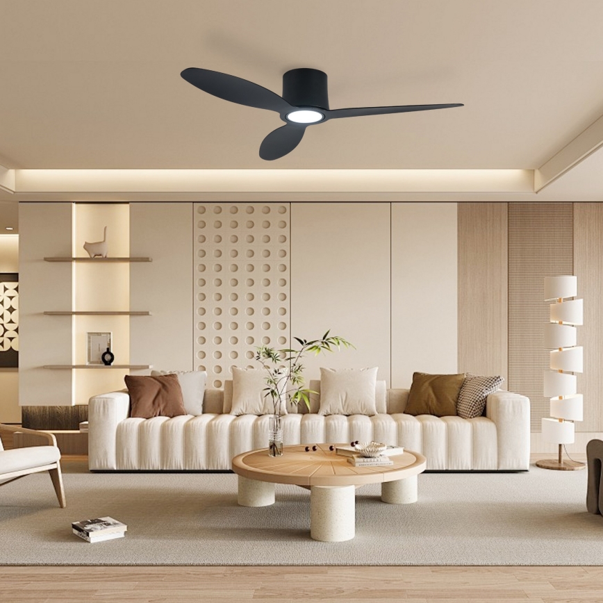 ZEVENTI - ventilateur de plafond LED dimmable VENTORA LED/24W/230V 3000/4000/6000K Wi-Fi Tuya noir + télécommande