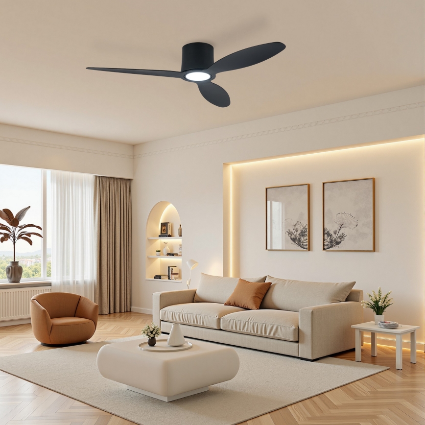 ZEVENTI - ventilateur de plafond LED dimmable VENTORA LED/24W/230V 3000/4000/6000K Wi-Fi Tuya noir + télécommande