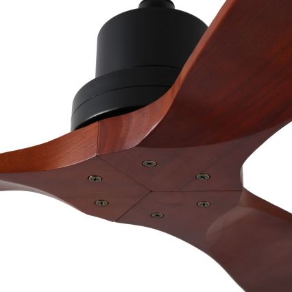 ZEVENTI - Ventilateur de plafond LIONI Wi-Fi Tuya noir/chêne + télécommande