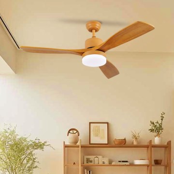 ZEVENTI - Ventilateur de plafond MARE LED/24W/230V 3000-6000K Wi-Fi Tuya chêne + Télécommande