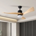 ZEVENTI - Ventilateur de plafond NATURITO LED/18W/230V 3000-6000K Wi-Fi Tuya noir/chêne + Télécommande