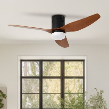 ZEVENTI - Ventilateur de plafond PADUA LED/18W/230V 3000-6000K Wi-Fi Tuya noir/marron + Télécommande