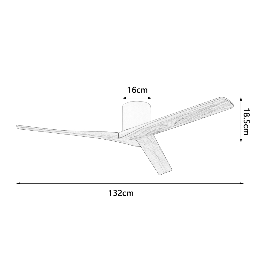 ZEVENTI - Ventilateur de plafond VELLON Wi-Fi Tuya blanc/bois de paulownia + télécommande