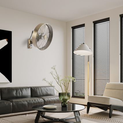 ZEVENTI - Ventilateur mural FANNY 50W/230V Ø 45 cm bronze + télécommande