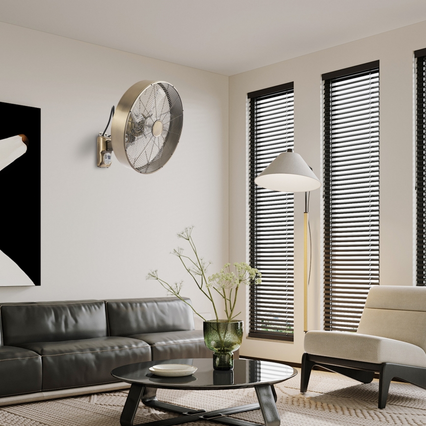 ZEVENTI - Ventilateur mural FANNY 50W/230V Ø 45 cm bronze + télécommande