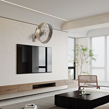 ZEVENTI - Ventilateur mural FANNY 50W/230V Ø 45 cm bronze + télécommande