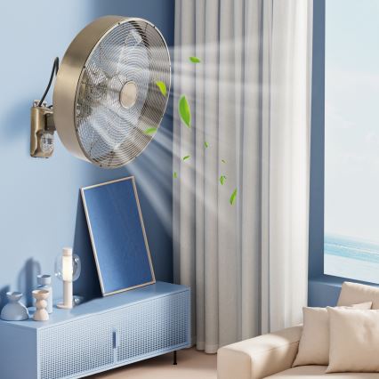 ZEVENTI - Ventilateur mural FANNY 50W/230V Ø 45 cm bronze + télécommande