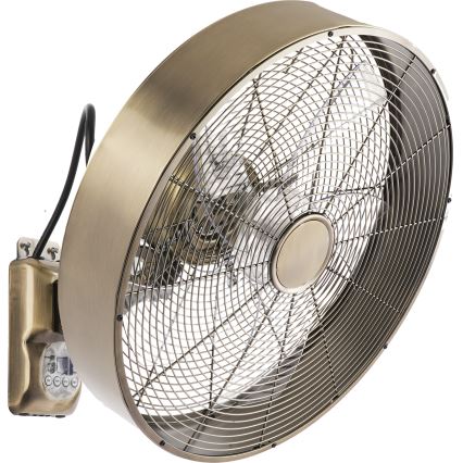 ZEVENTI - Ventilateur mural FANNY 50W/230V Ø 45 cm bronze + télécommande