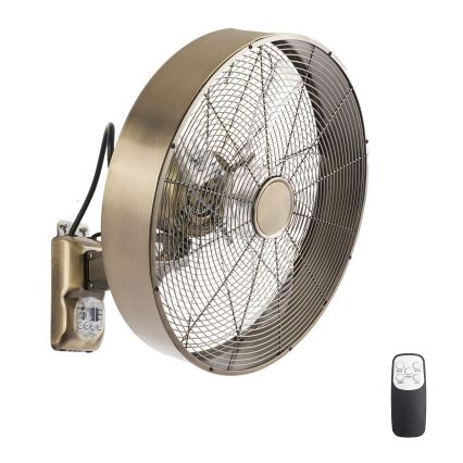 ZEVENTI - Ventilateur mural FANNY 50W/230V Ø 45 cm bronze + télécommande