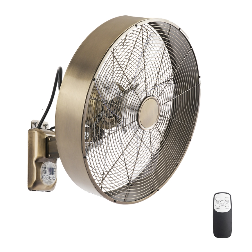 ZEVENTI - Ventilateur mural FANNY 50W/230V Ø 45 cm bronze + télécommande