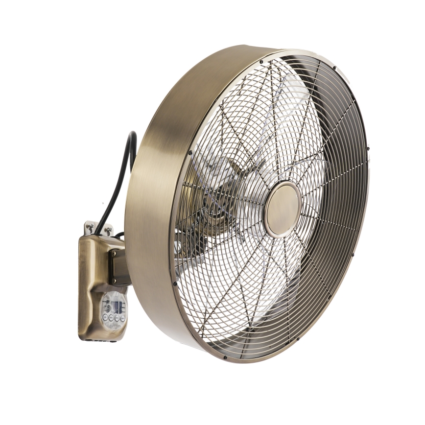 ZEVENTI - Ventilateur mural FANNY 50W/230V Ø 45 cm bronze + télécommande