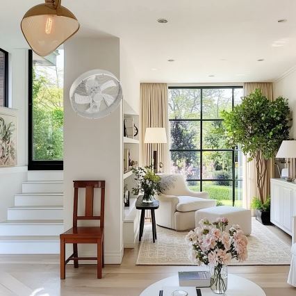 ZEVENTI - Ventilateur mural FANNY 50W/230V Ø 45 cm chrome mat + télécommande