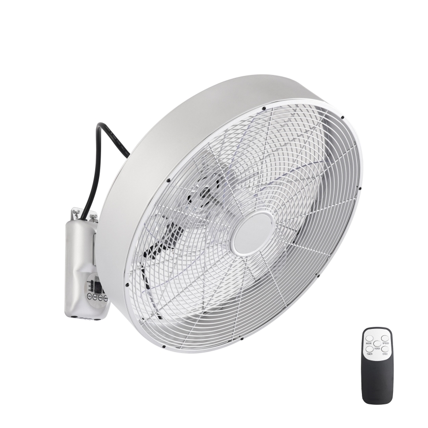 ZEVENTI - Ventilateur mural FANNY 50W/230V Ø 45 cm chrome mat + télécommande