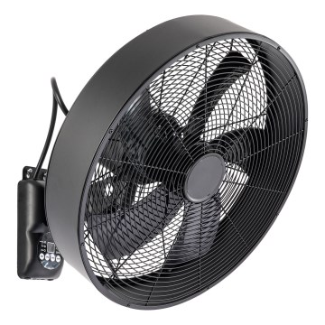 ZEVENTI - Ventilateur mural FANNY 50W/230V noir + télécommande