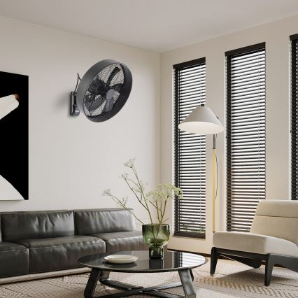 ZEVENTI - Ventilateur mural FANNY 50W/230V noir + télécommande