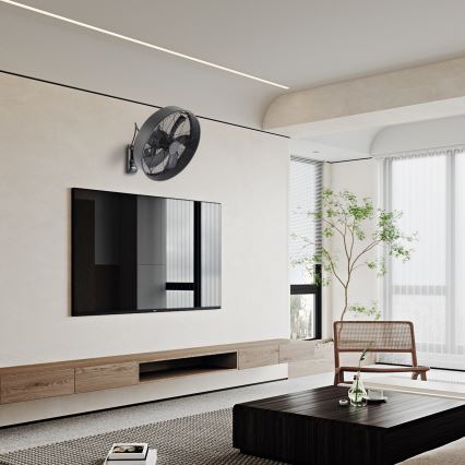 ZEVENTI - Ventilateur mural FANNY 50W/230V noir + télécommande
