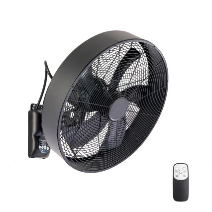 ZEVENTI - Ventilateur mural FANNY 50W/230V noir + télécommande