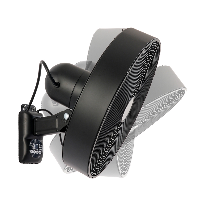 ZEVENTI - Ventilateur mural FANNY 50W/230V noir + télécommande