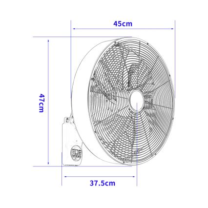 ZEVENTI - Ventilateur mural FANNY 50W/230V noir + télécommande