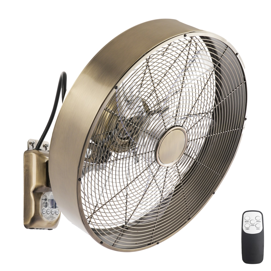 ZEVENTI - Ventilateur mural FANNY 50W/230V Ø 45 cm bronze + télécommande
