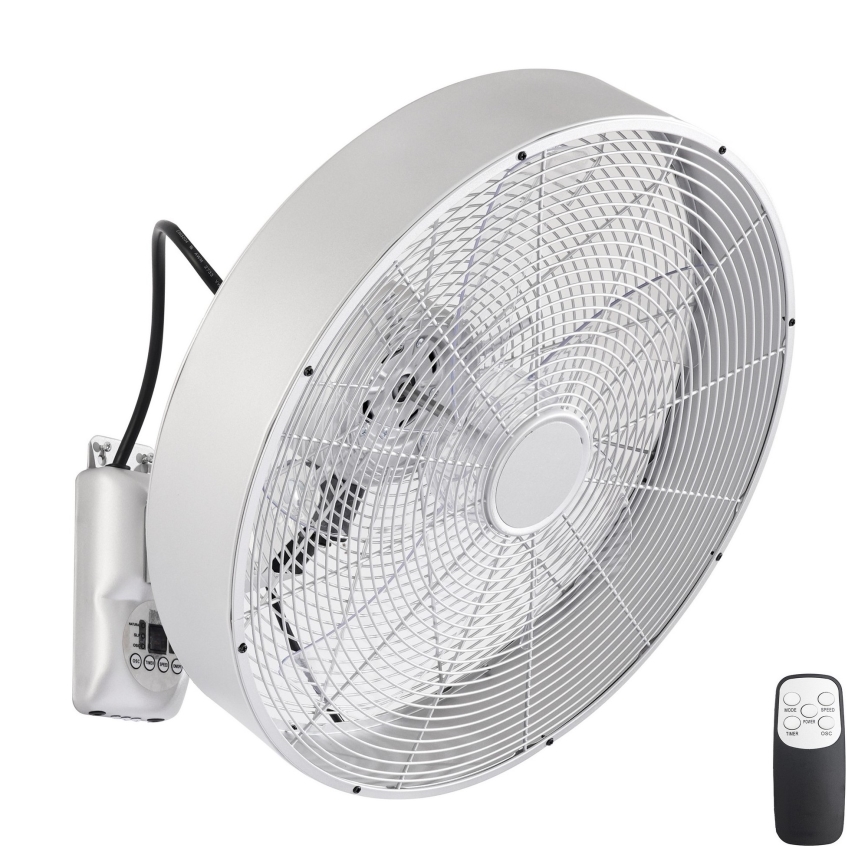 ZEVENTI - Ventilateur mural FANNY 50W/230V Ø 45 cm chrome mat + télécommande